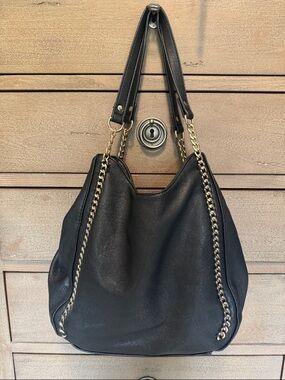 Miztique Vegan Leather Black jewelled shoulder bag Hobo multi compartment bling